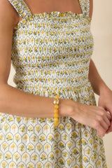 Always a Soft Spot Yellow Beaded Gold Accent Stretch Bracelet