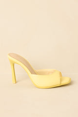 Such a Tease Yellow Square Toe Heeled Mule Sandals