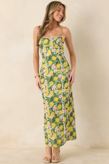 Squeeze the Day Yellow Multi Lemon Blossom Maxi Dress