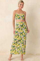 Sweetest in the Grove Yellow Multi Lemon Blossom Crop Top