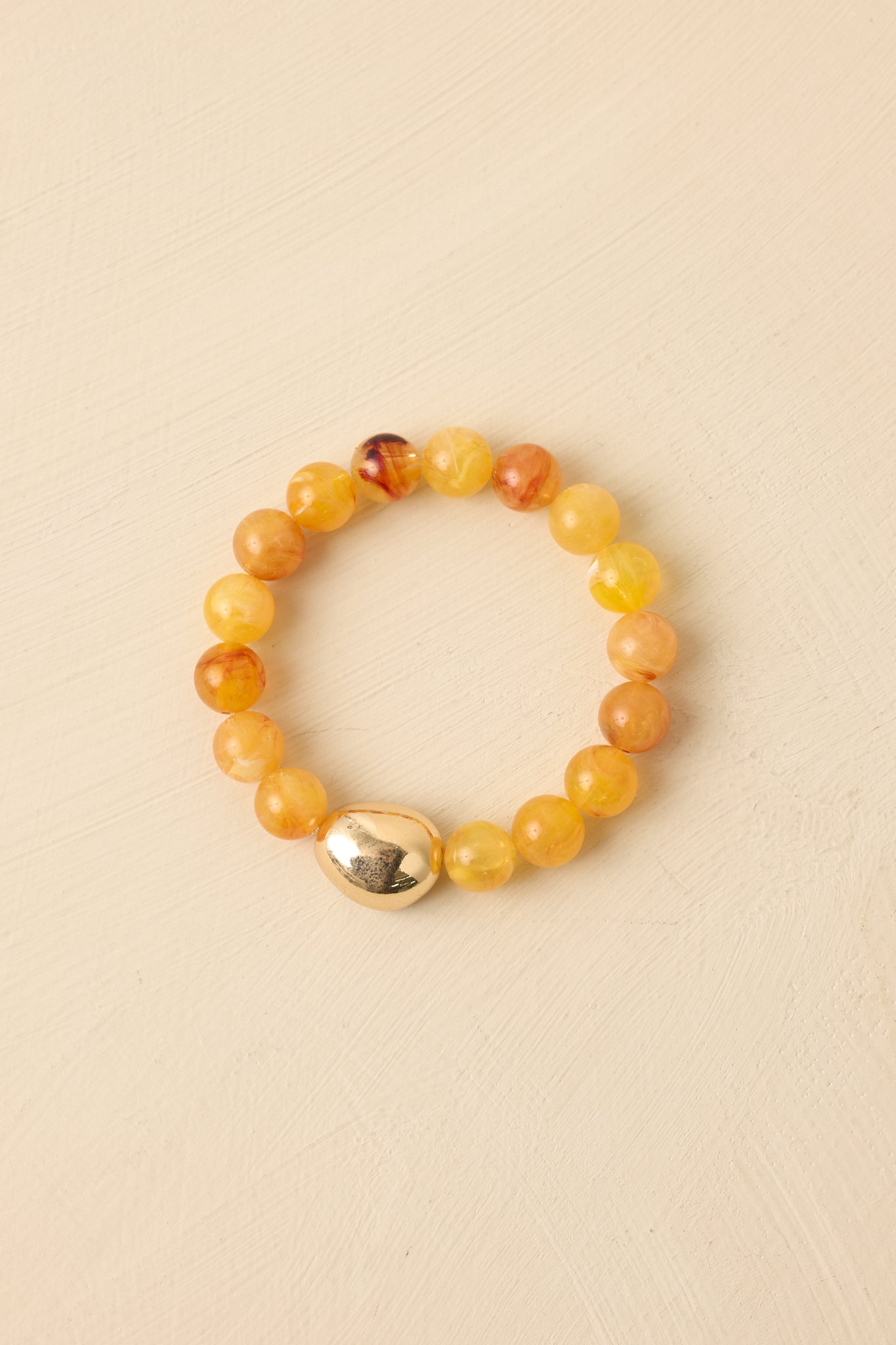 Always a Soft Spot Yellow Beaded Gold Accent Stretch Bracelet