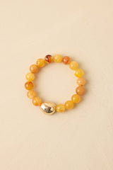 Always a Soft Spot Yellow Beaded Gold Accent Stretch Bracelet