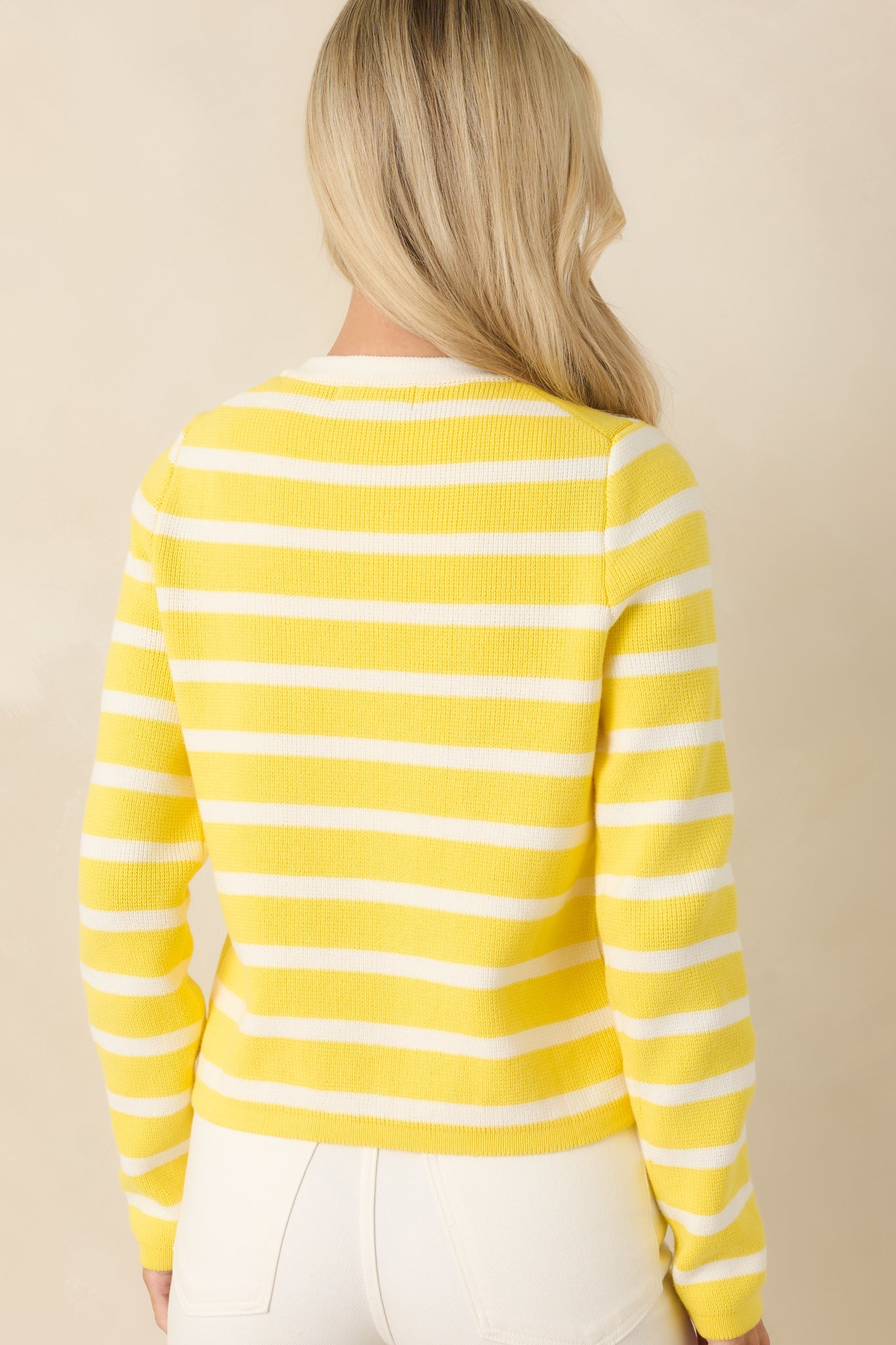 Prosperina Kennedy Sunshine Yellow Stripe Cotton Cardigan