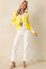 Prosperina Kennedy Sunshine Yellow Stripe Cotton Cardigan