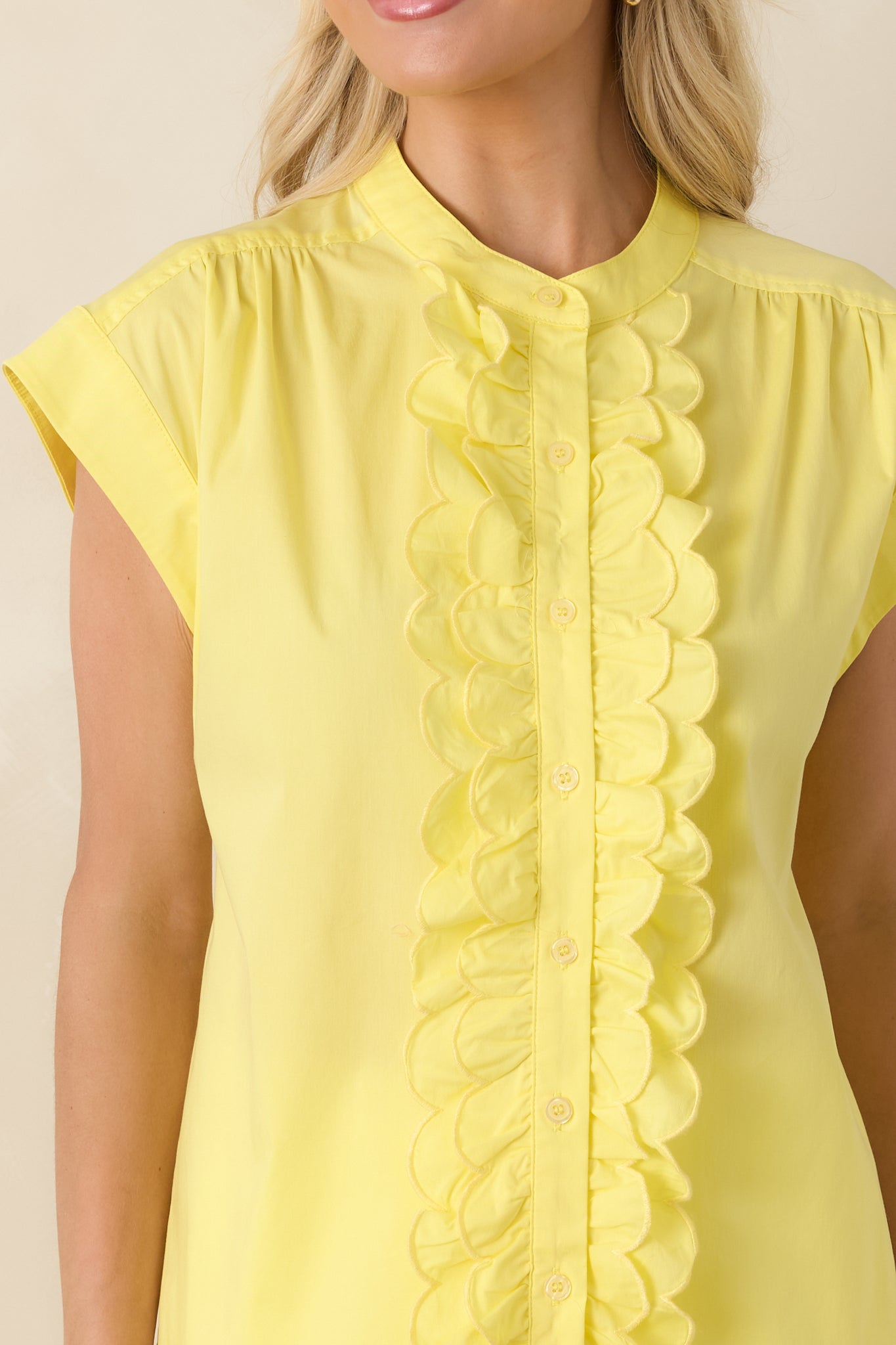 You Brighten My Day Yellow Scalloped Ruffle Top