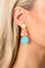 The Journey Begins Yellow Geometric Drop Earrings