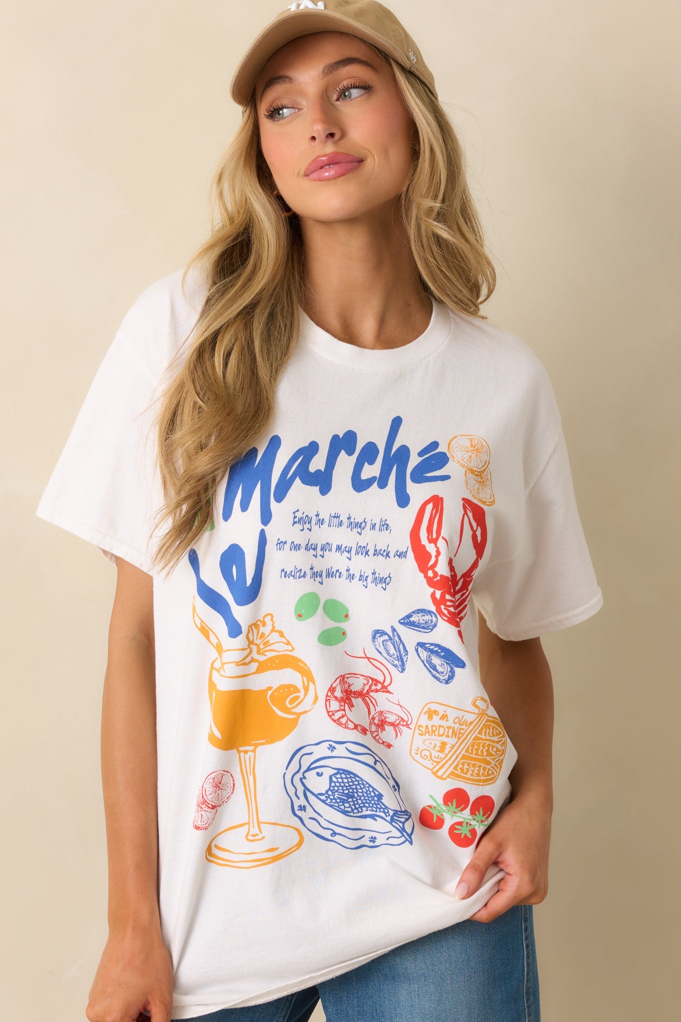 That Island Breeze White Cotton Coastal Market Graphic Tee