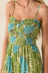 Something Light And Easy Green Floral Linen Blend Jumpsuit