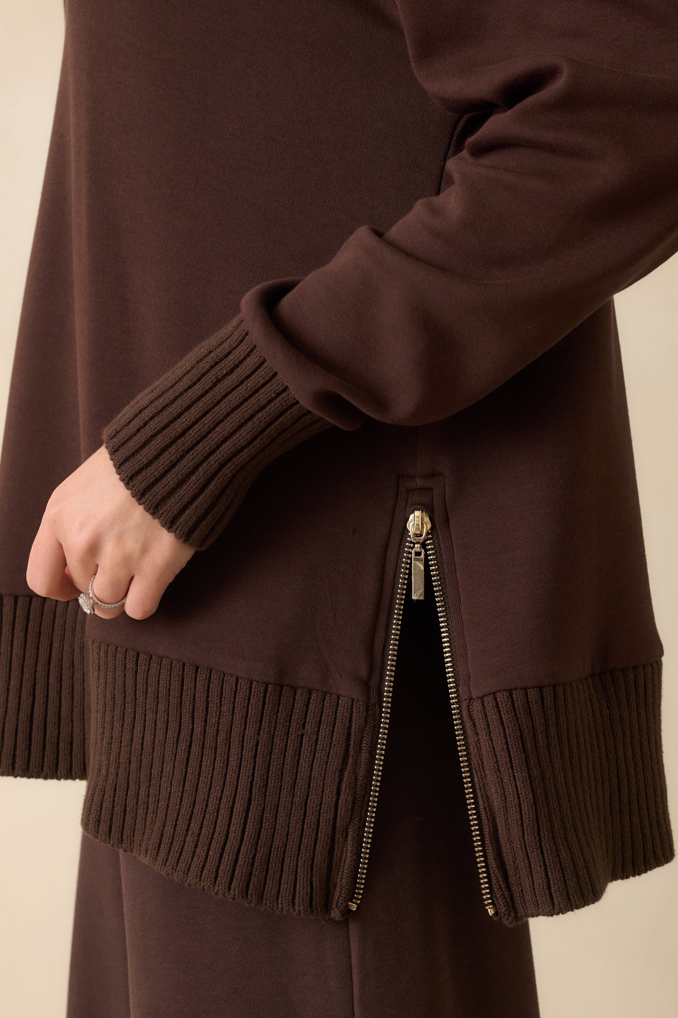 Z Supply Dark Brown Sable Luxe Mock Neck Top