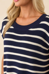 Daring Diva Navy Stripe Oversized Sweater Vest