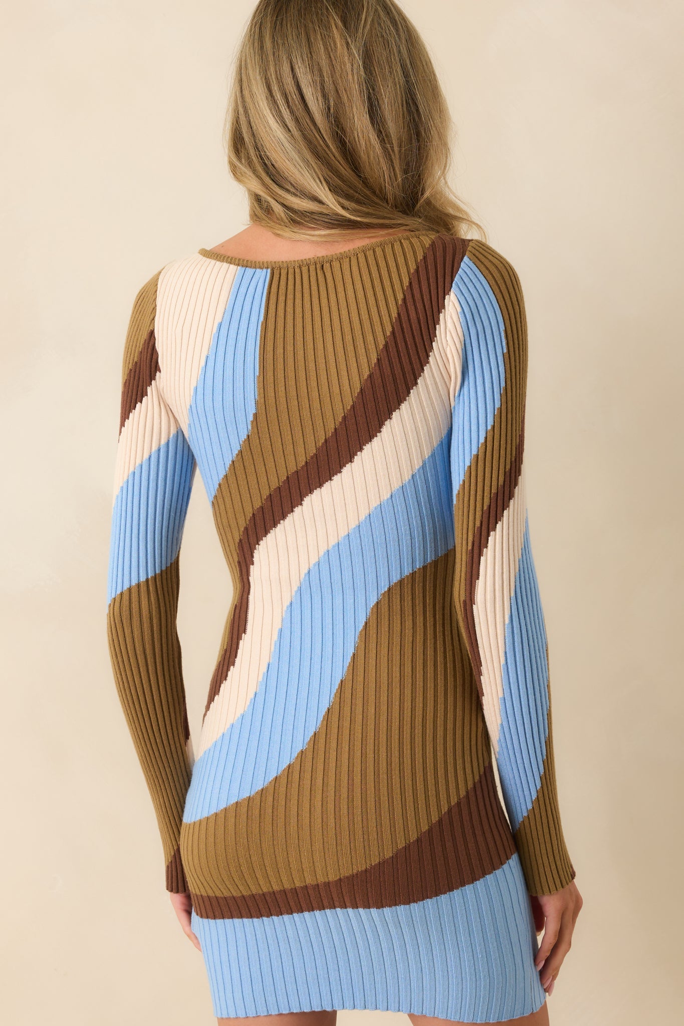 MINKPINK Blue Abstract Print Darla Intarzia Knit Mini Dress