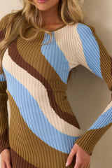 MINKPINK Blue Abstract Print Darla Intarzia Knit Mini Dress