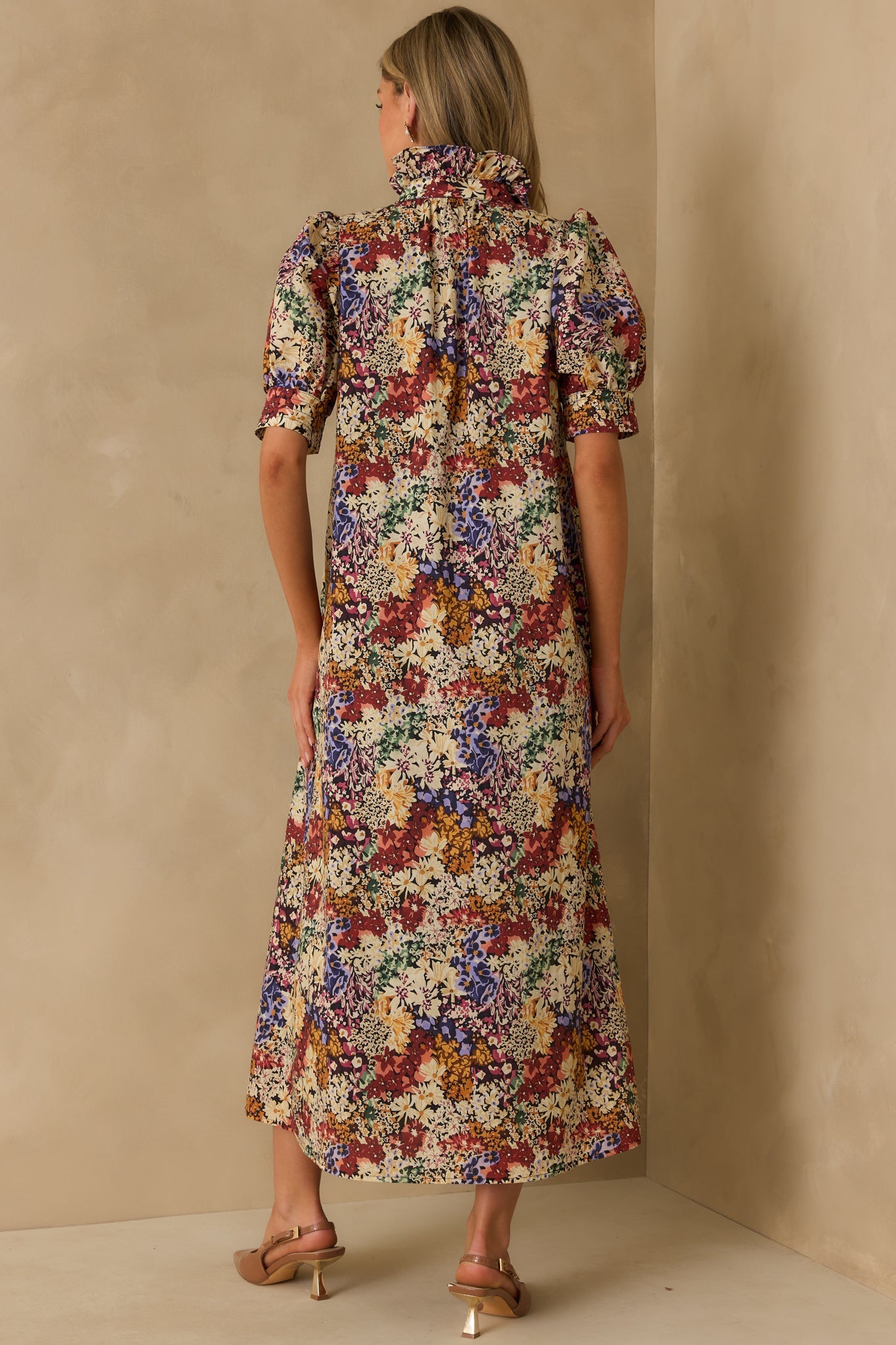 On Good Terms Ivory Multi Floral Print Cotton Maxi Dress