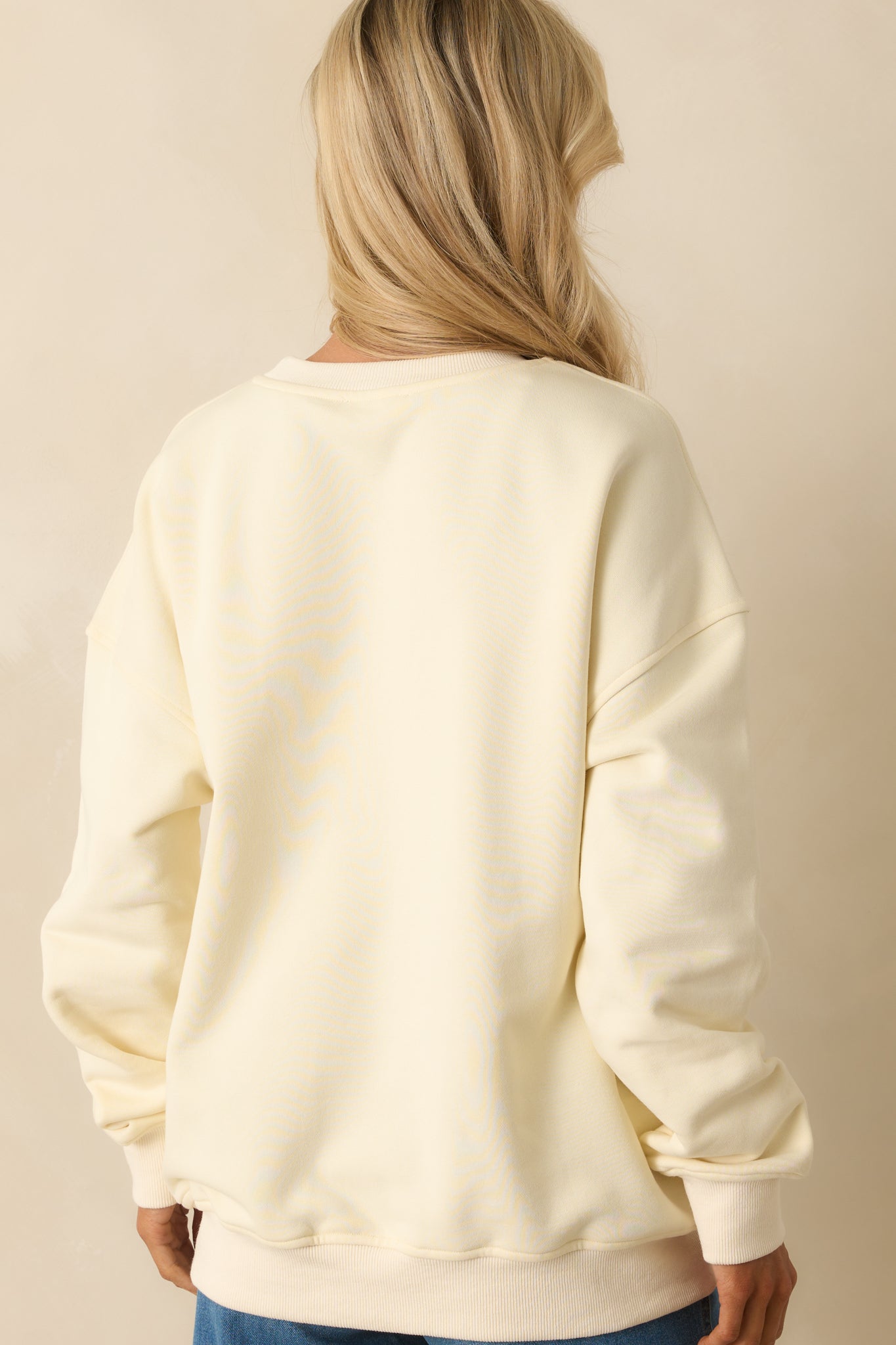 Locally Sourced Ivory Cotton Graphic Crewneck Sweatshirt