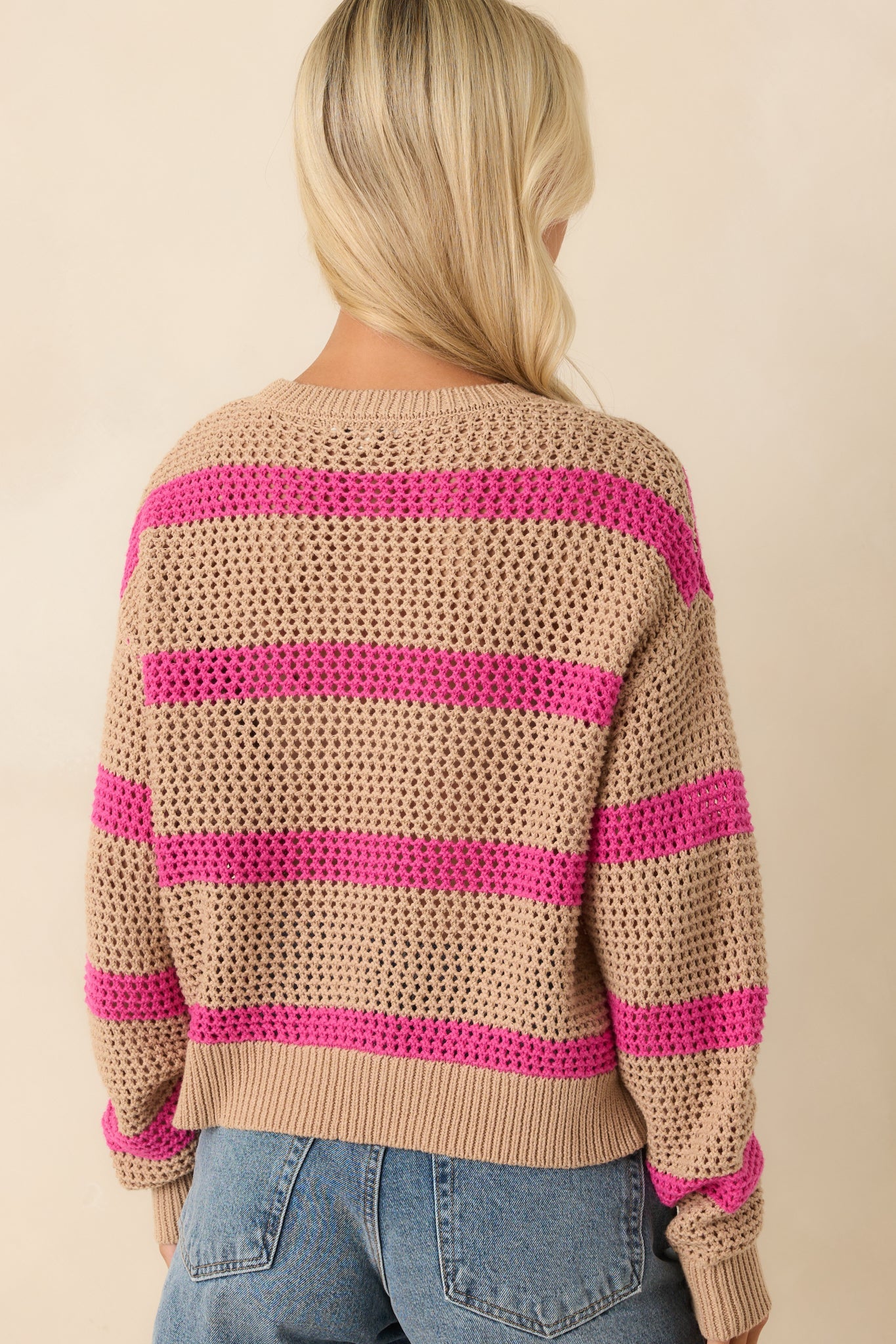 Z Supply Tan Broadbeach Striped Sweater