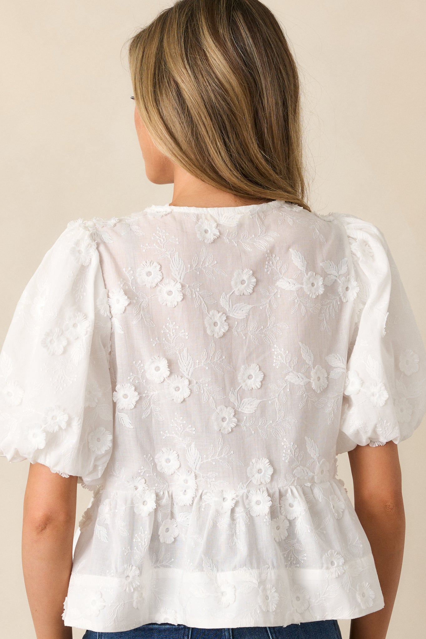 Picnic At Sunset White Floral Embroidered Blouse