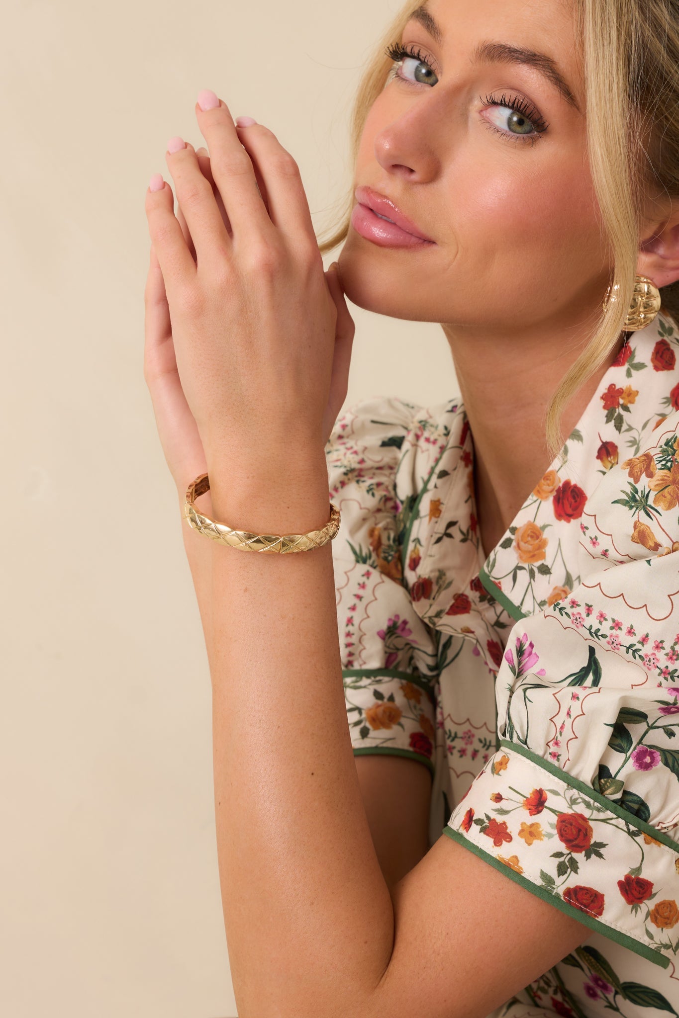 In Good Taste Gold Criss Cross Embossed Bracelet
