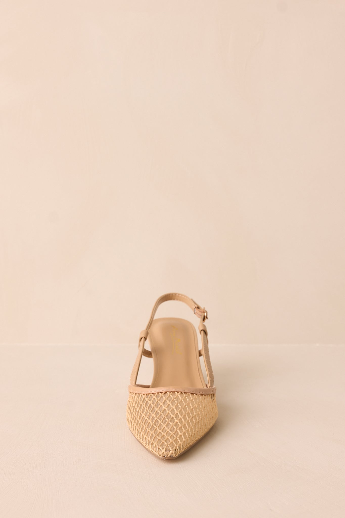 Willow's Secret Beige Mesh Slingback Kitten Heels
