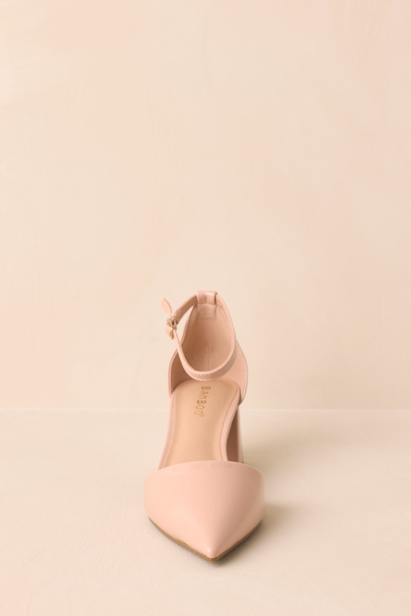 The Perfect Occasion Beige Pointed Toe Ankle Strap Block Heels