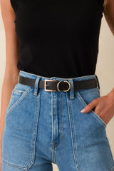 Thought You'd Notice Black Faux Leather Belt