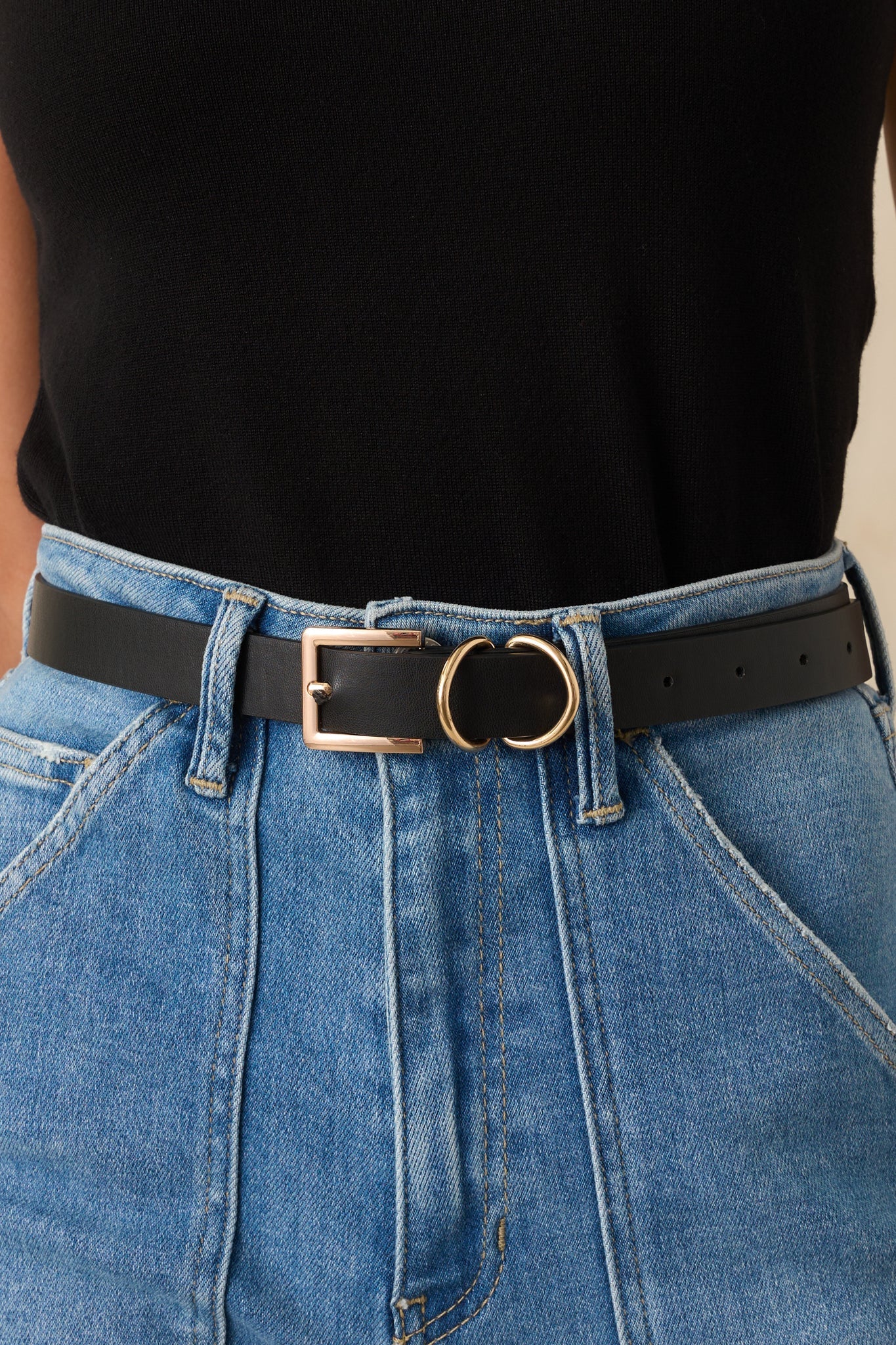 Thought You'd Notice Black Faux Leather Belt