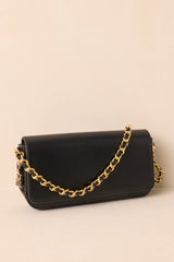 A Subtle Reminder Black Faux Leather Baguette Handbag