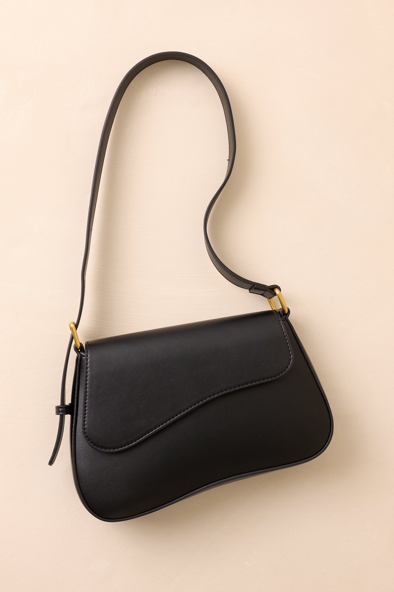 In Her Own Time Black Faux Leather Saddlebag