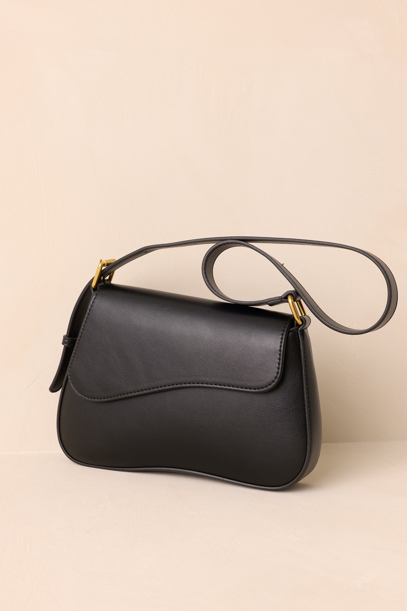 In Her Own Time Black Faux Leather Saddlebag