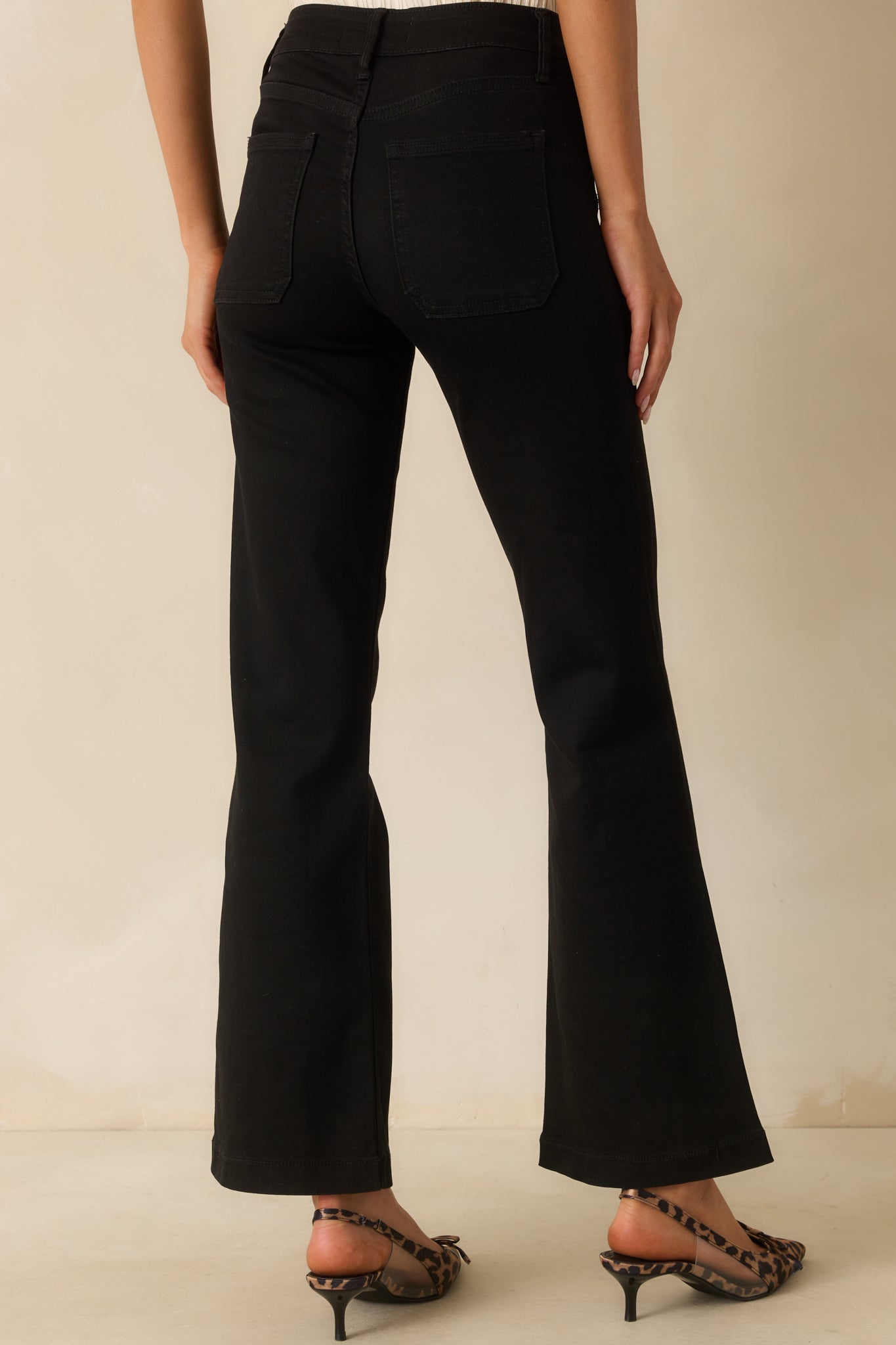 Never Let You Down Black Cotton High Waisted Flare Jeans