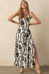 Whispers Of Light Black Floral Print Open Back Maxi Dress