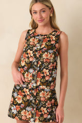 All This Time Light Rust Multi Floral Print Cotton Mini Shift Dress