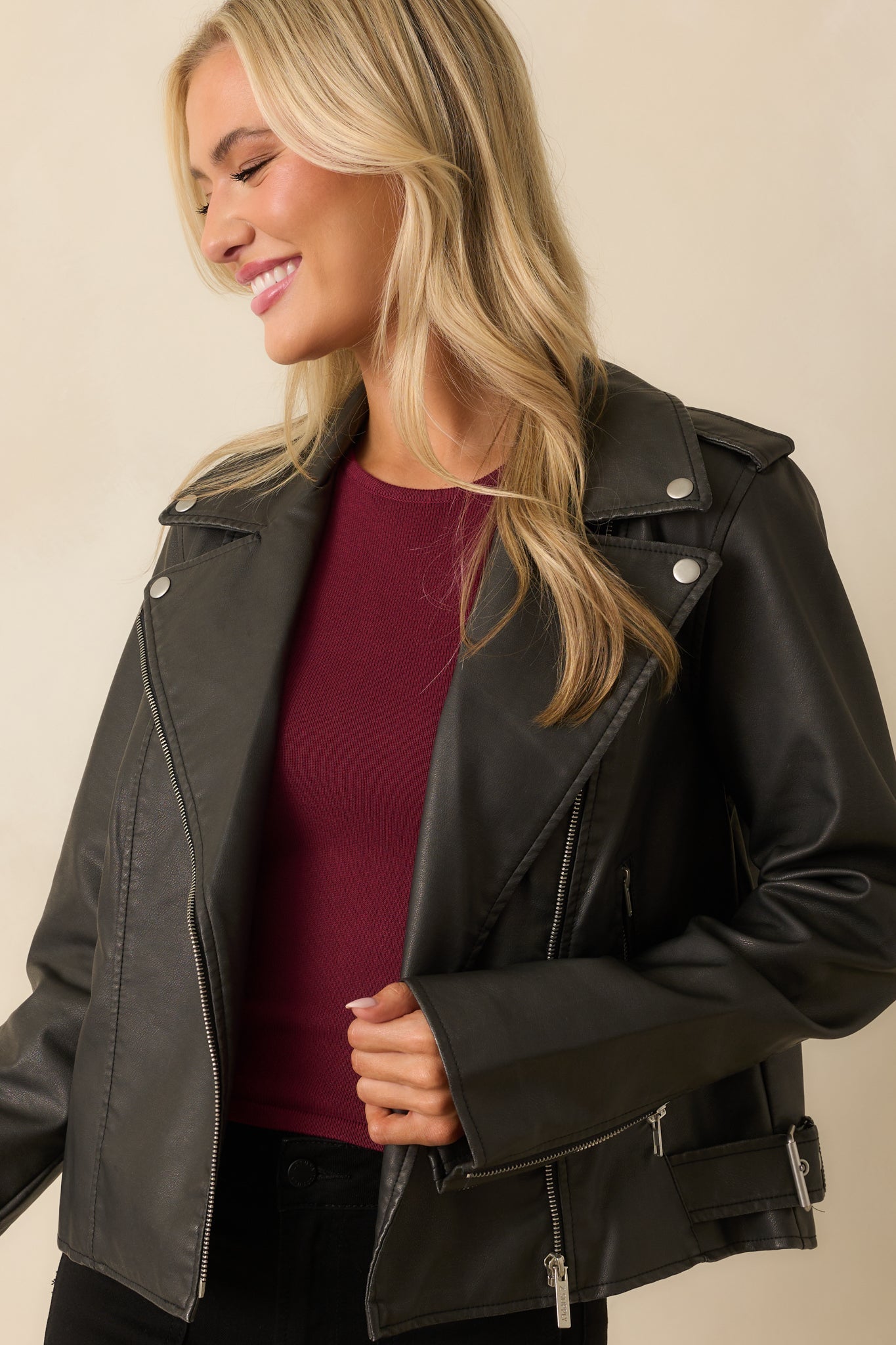 Z Supply Black Alchemy Moto Faux Leather Jacket