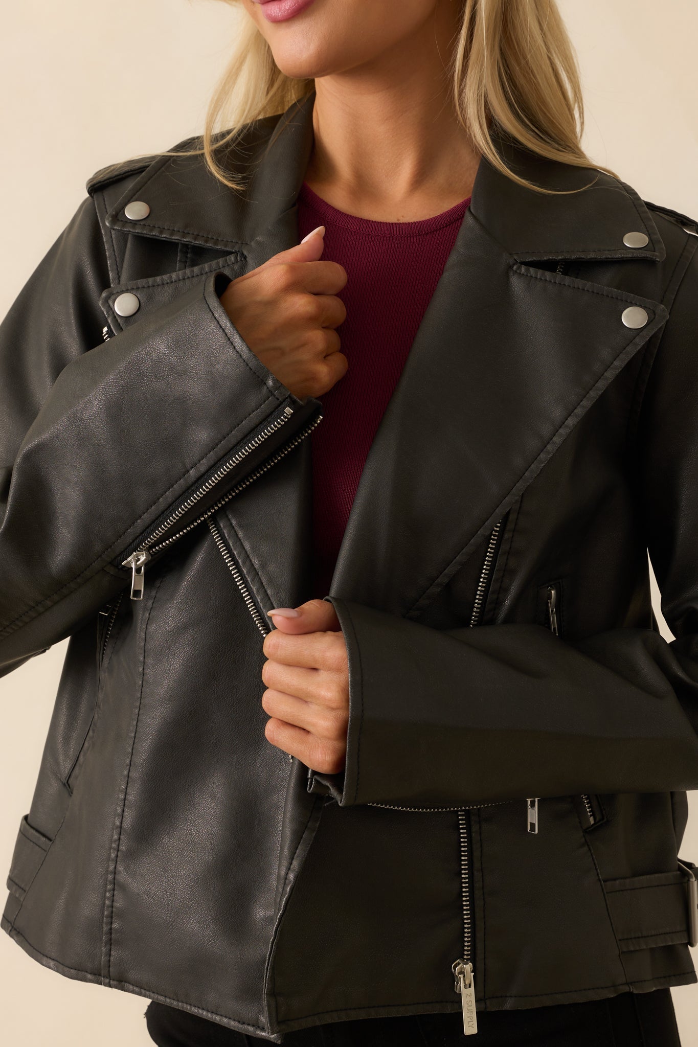 Z Supply Black Alchemy Moto Faux Leather Jacket