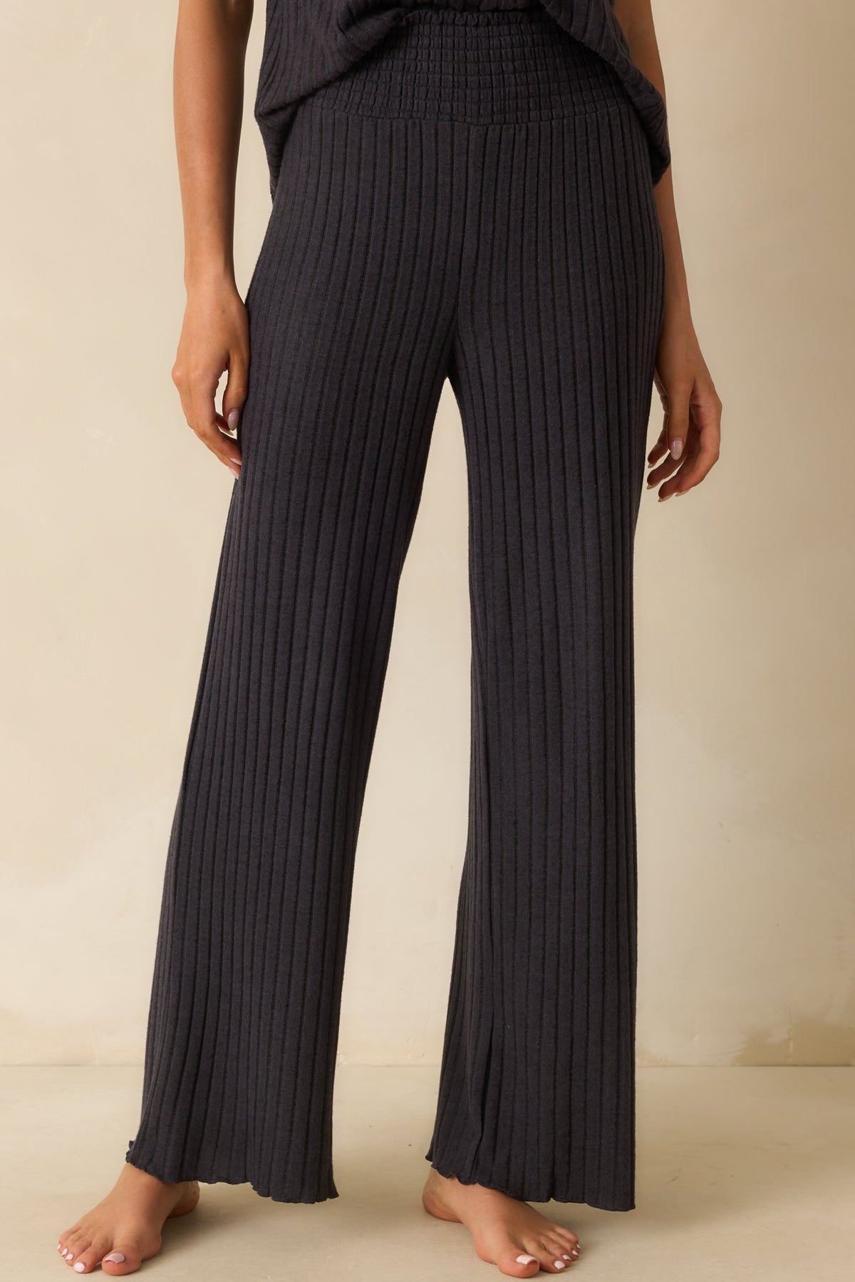 Z Supply Black Dawn Smocked Rib Pants