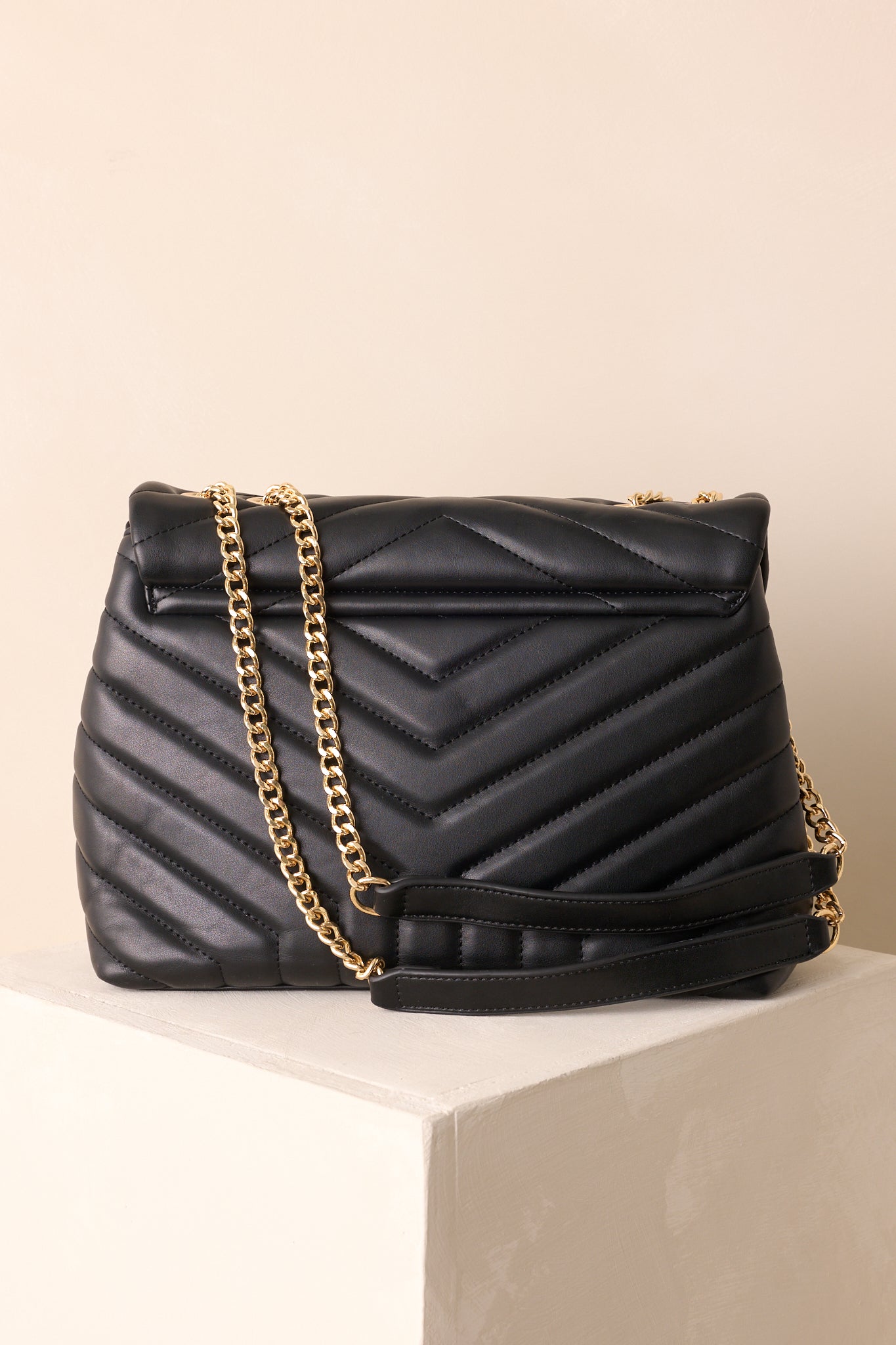 Just Let It Be Black Quilted Handbag