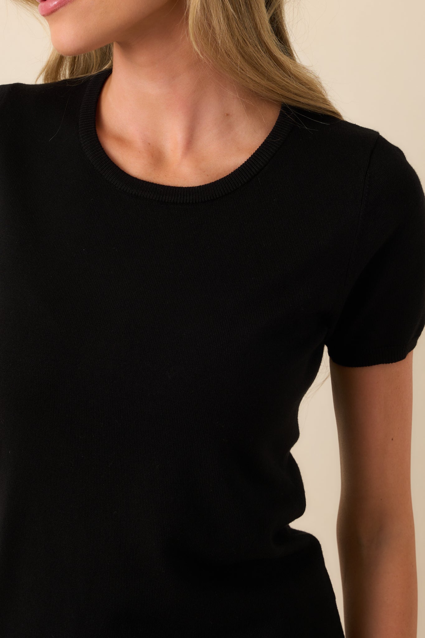 Cross Your Mind Black Short Sleeve Sweater Top