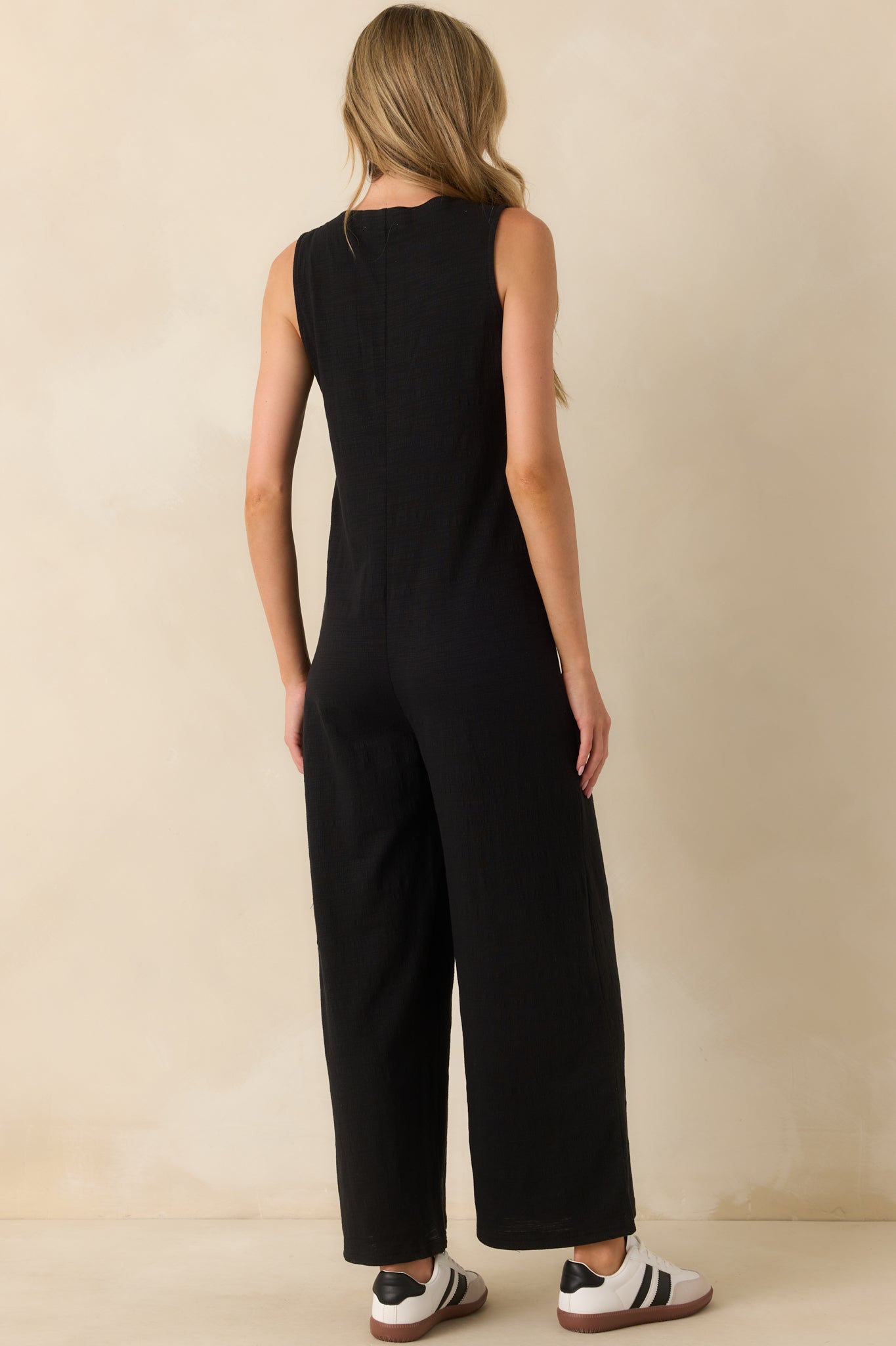 Z Supply Black Cotton Solace Textured Slub Jumpsuit
