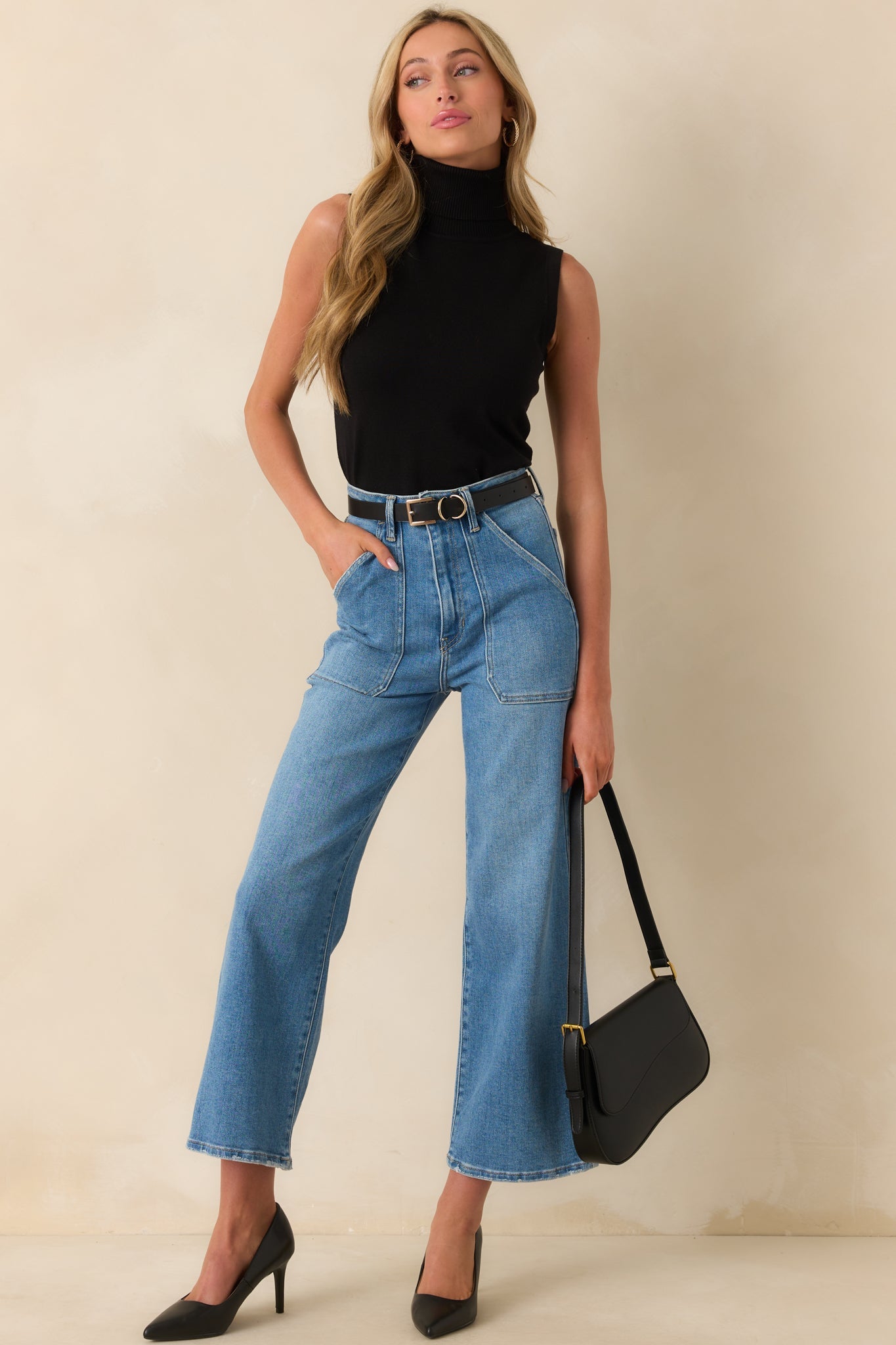 Peaceful Feelings Black Sleeveless Turtleneck Sweater