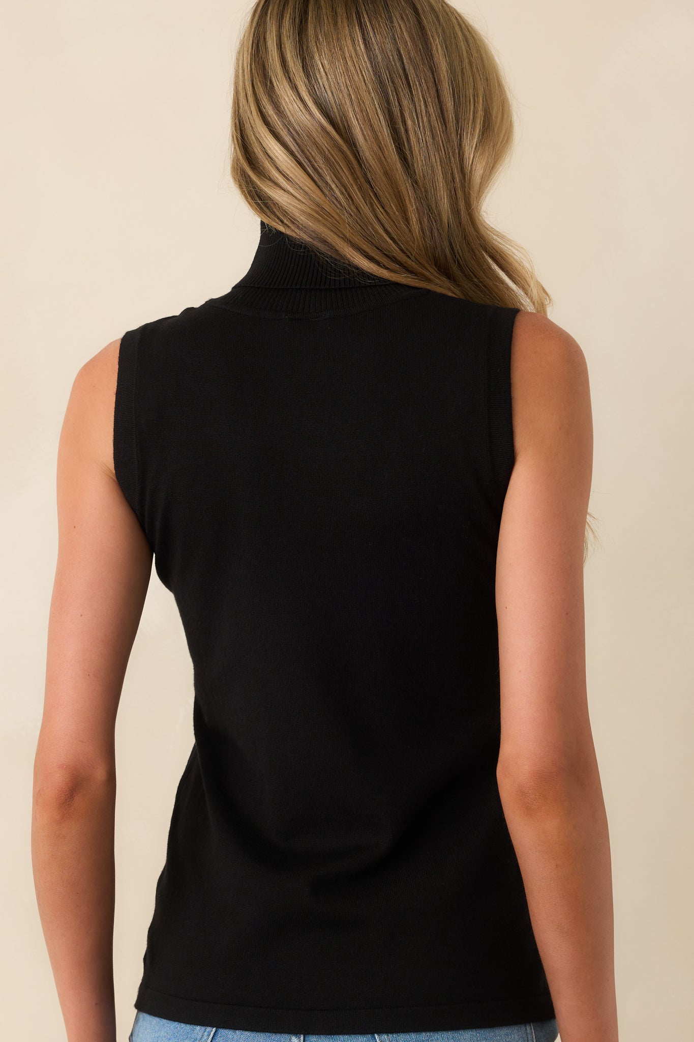 Peaceful Feelings Black Sleeveless Turtleneck Sweater