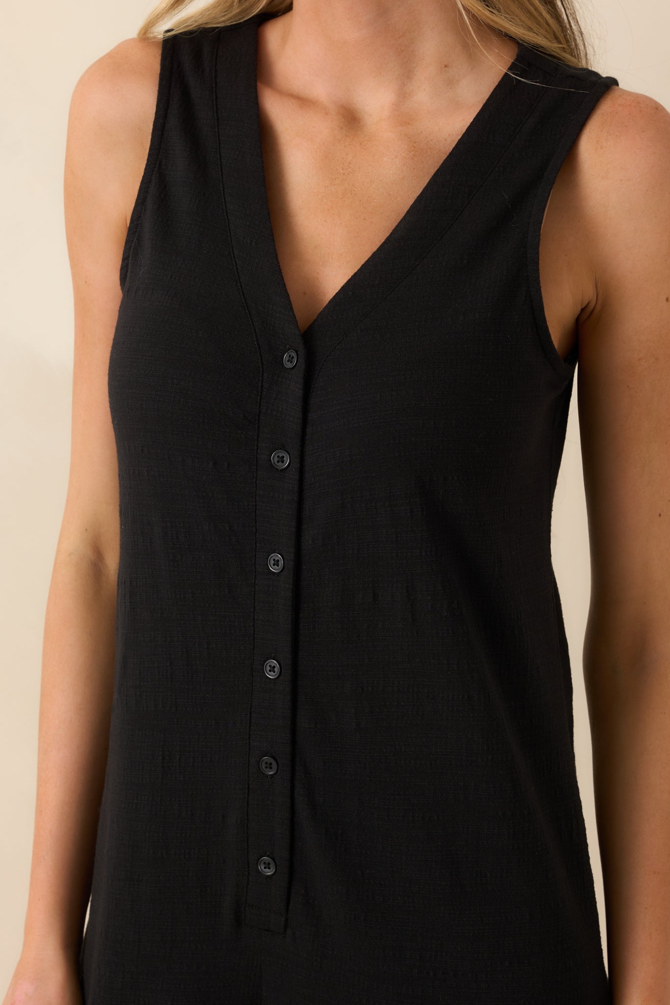 Z Supply Black Cotton Solace Textured Slub Jumpsuit