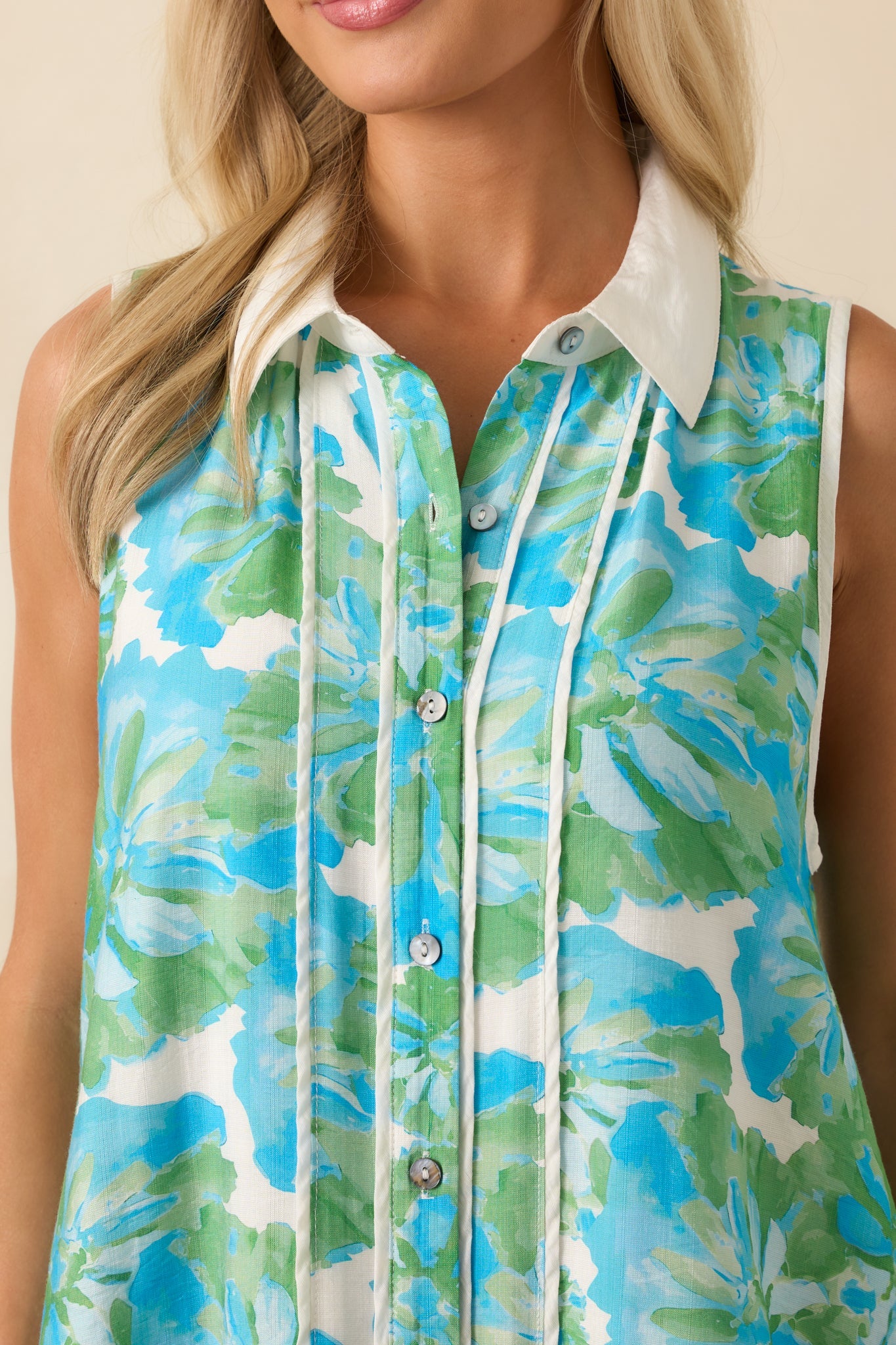Good Things Coming Green Floral Print Mini Shirt Dress