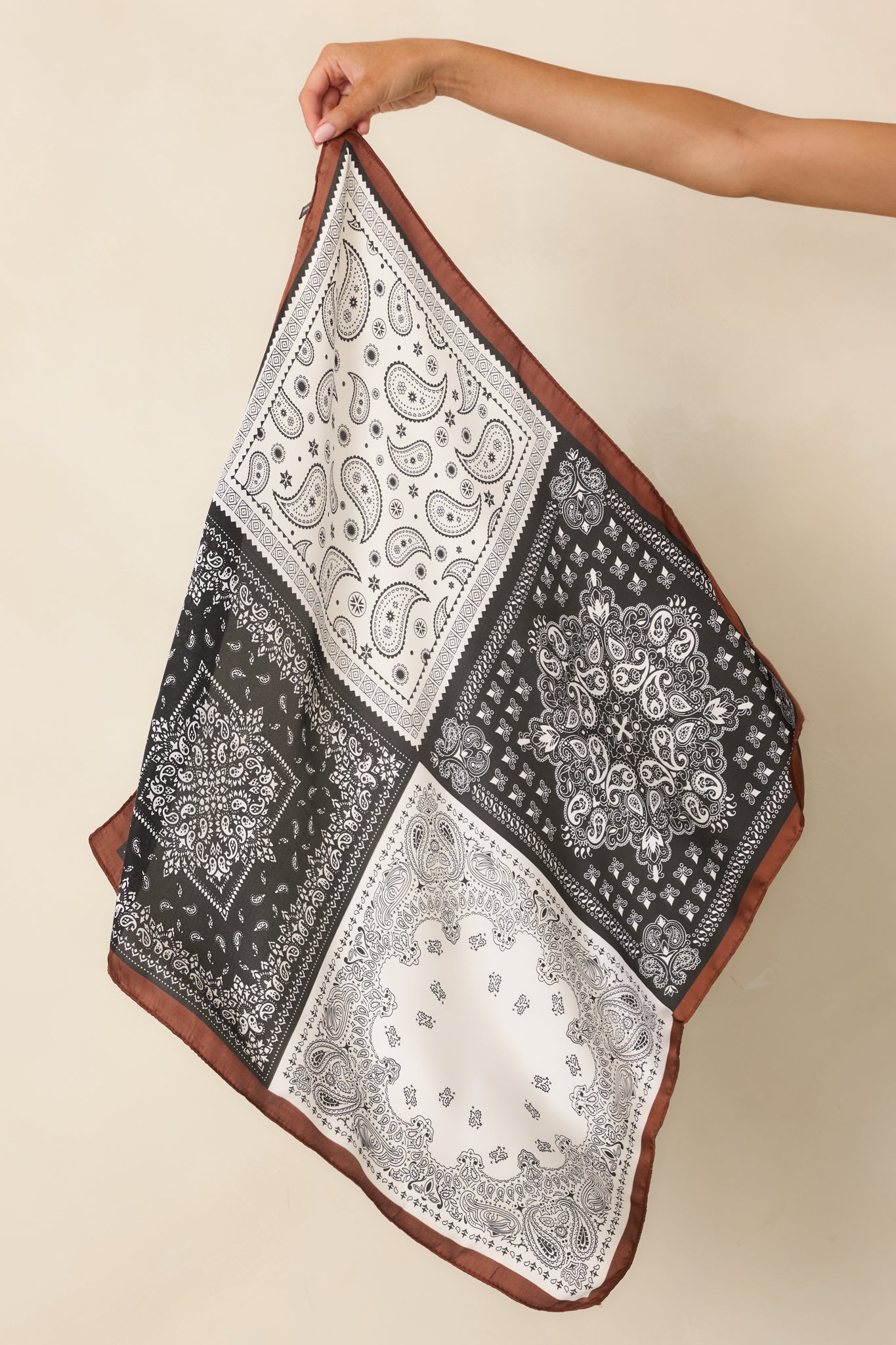 Western Wind Black Multi Paisley Patchwork Scarf