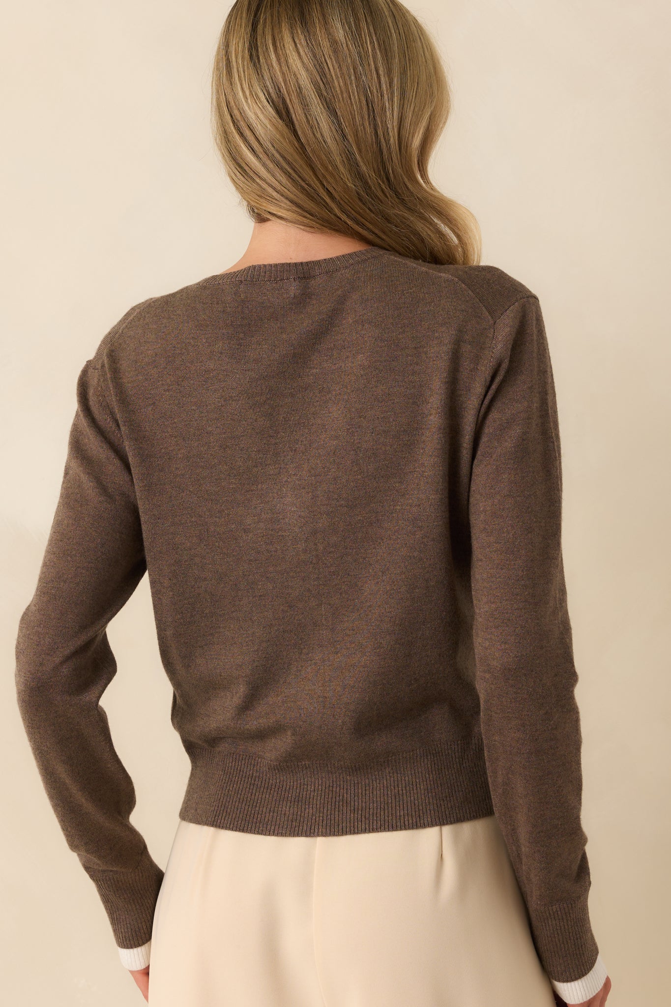 Keep Things Simple Brown Button Front Long Sleeve Cardigan