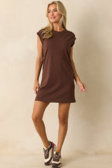 Z Supply Brown Cotton Routine Shift Mini Dress