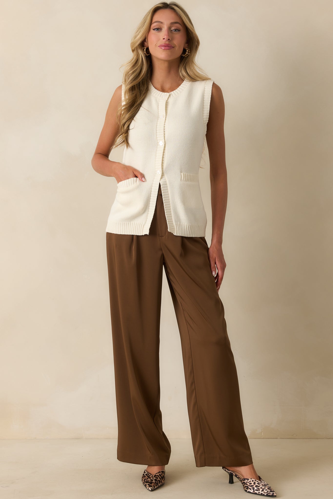 Mark My Words Brown High Waisted Wide Leg Trousers