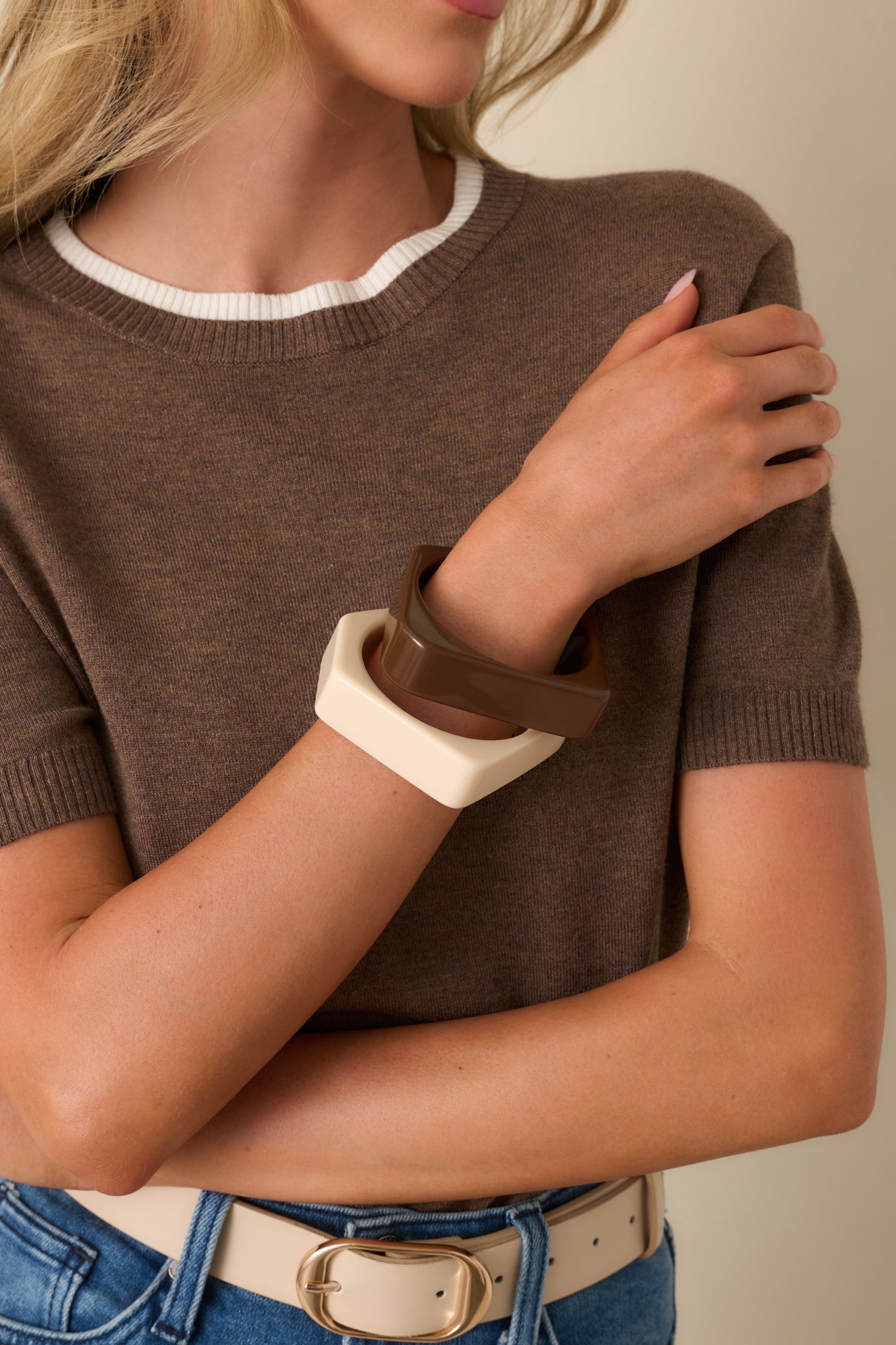 Loving This Part Brown Ivory Bangle Bracelet Set