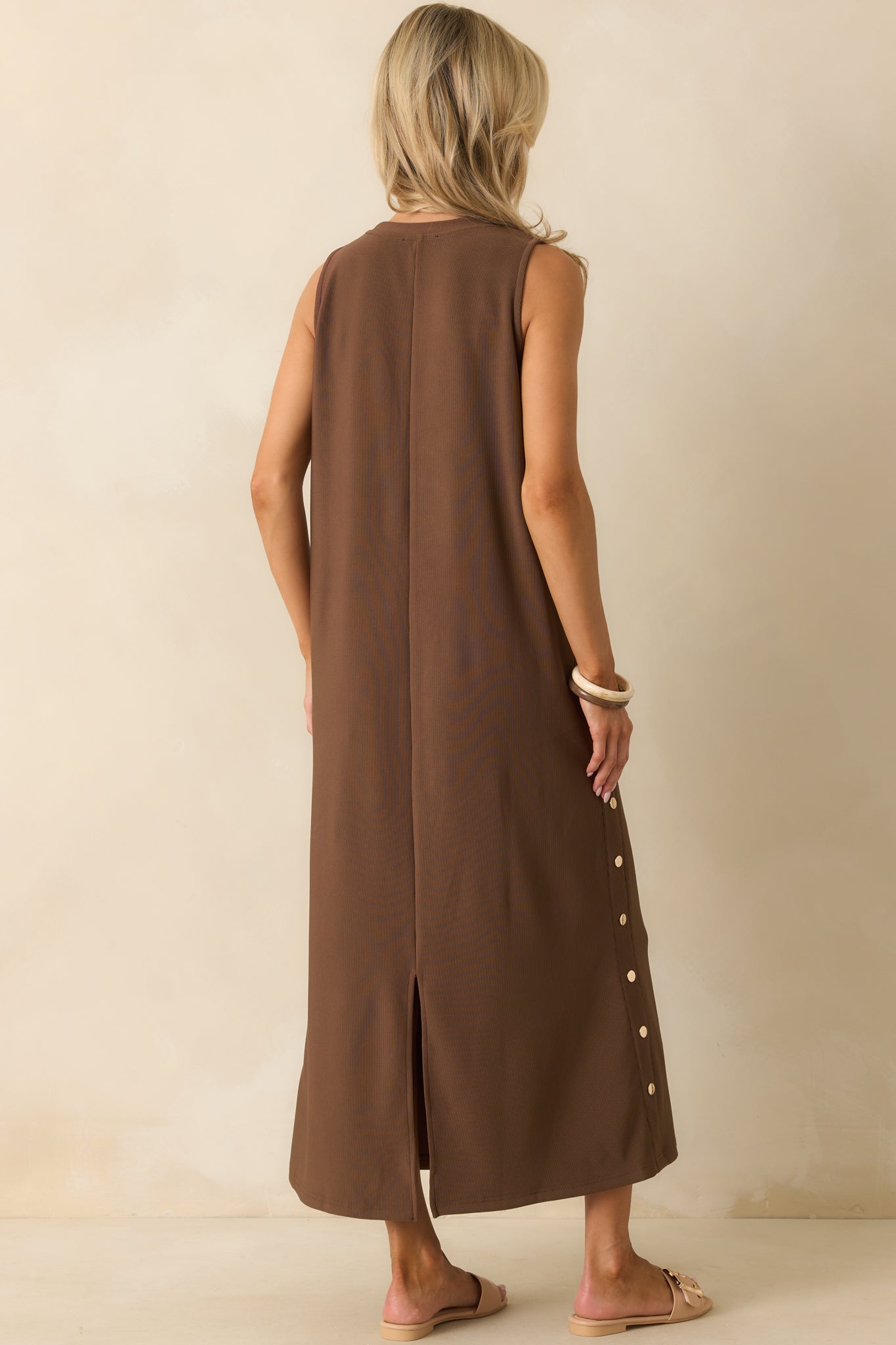 I'm Choosing Happiness Brown Sleeveless Maxi Dress