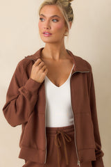 Running Errands Brown Zip Up Jacket