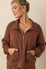 Running Errands Brown Zip Up Jacket