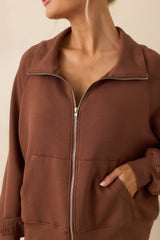 Running Errands Brown Zip Up Jacket